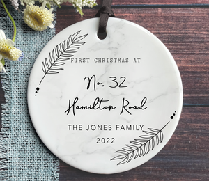 Personalized New Home Minimalist Ornament - Address and Names