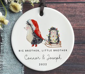 Personalized Big Brother, Little Brother Christmas Ornament - Hedgehogs