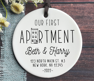 Personalized Our First Apartment Ornament - Names, Address, and Year