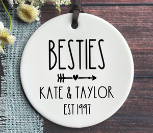 Personalized Besties Christmas Ornament - Names + Year Established