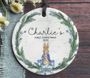 Personalized Baby Boy First Christmas Ornament - Peter Rabbit