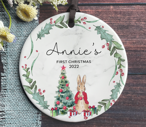 Personalized Baby Girl's First Christmas Ornament - Peter Rabbit