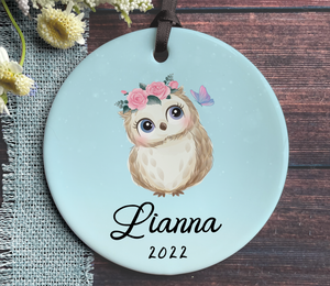 Personalized Girl's Owl Christmas Ornament