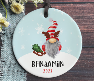 Personalized Boy's Gnome Christmas Ornament