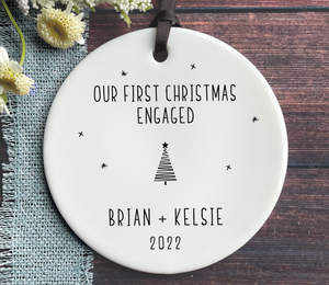 Modern Engaged Ornament - First Christmas Engaged 2022
