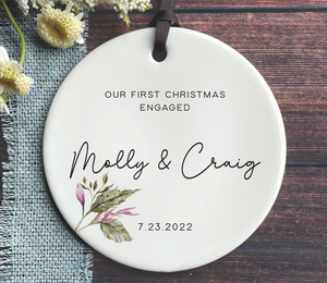 First Christmas Engaged - Christmas Engagement Names Ornament 2022
