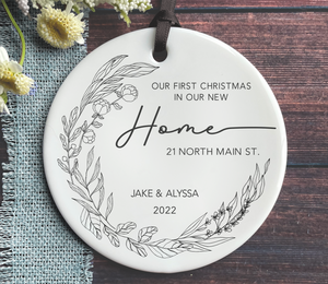 New Home Wreath Ornament - First Christmas in our New Home 2022