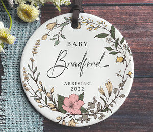 Baby Name Arriving Ornament - Birth Announcement Ornament 2022
