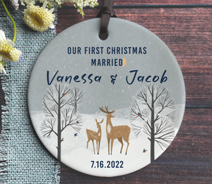 First Christmas Married Ornament - Personalized Couple Names Ornament 2022